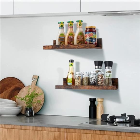 Set of 5 Home Floating Shelves for Wall Décor Storage, Shelves Wall Mounted - Picture 2 of 7